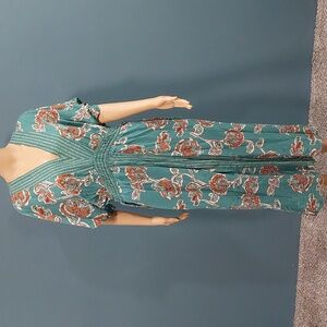 NWT Knox Rose Womens Long Kimono Dress Green Size Small